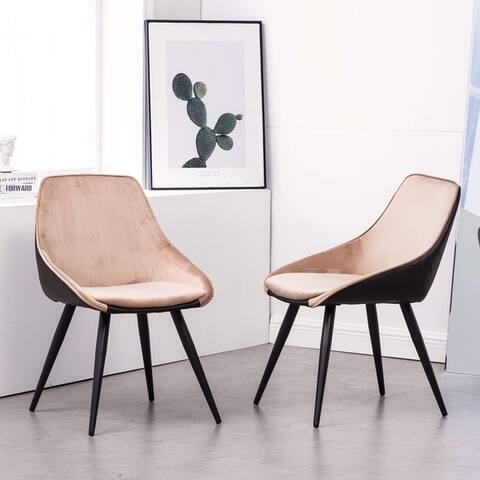 Prite Brown and Tan PU Leather Upholstered Dining Side Chair (Set 2)