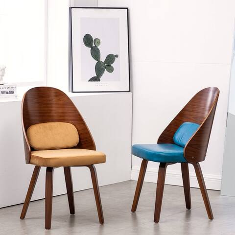 Welsis Padded Seating & Wood Dining Side Chair Curved Back (Set 2)