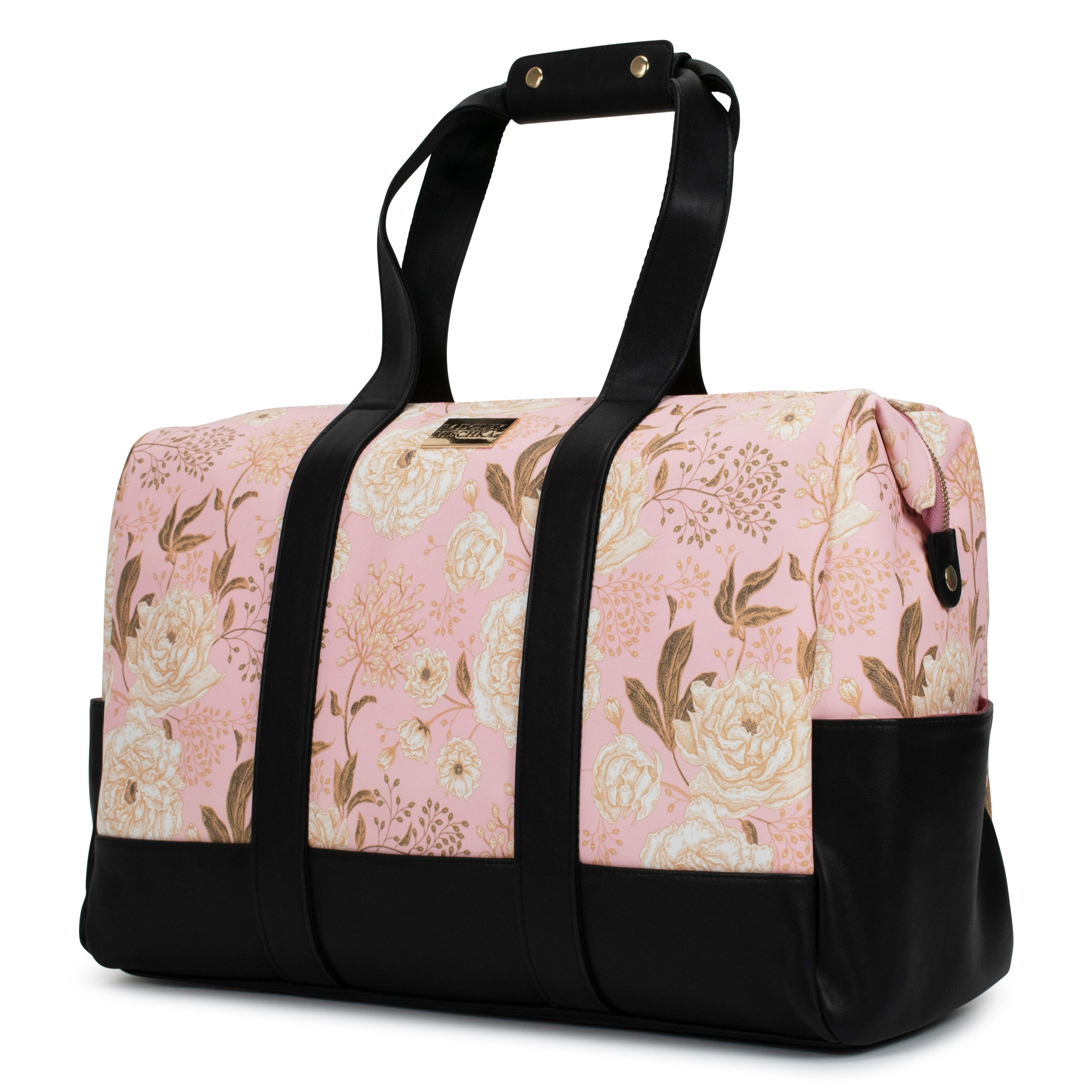 pink floral luggage