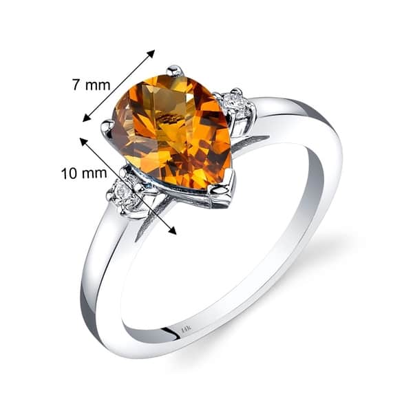 Oval Shape Solitaire Orange Citrine & CZ Diamond 14k Yellow Gold Plated Engagement Wedding leaf Ring 
