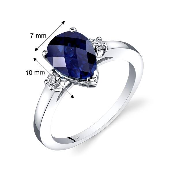 2 Ct Pear Shape Sapphire & Diamond Engagement Wedding Ring Set 14K White Gold Fn