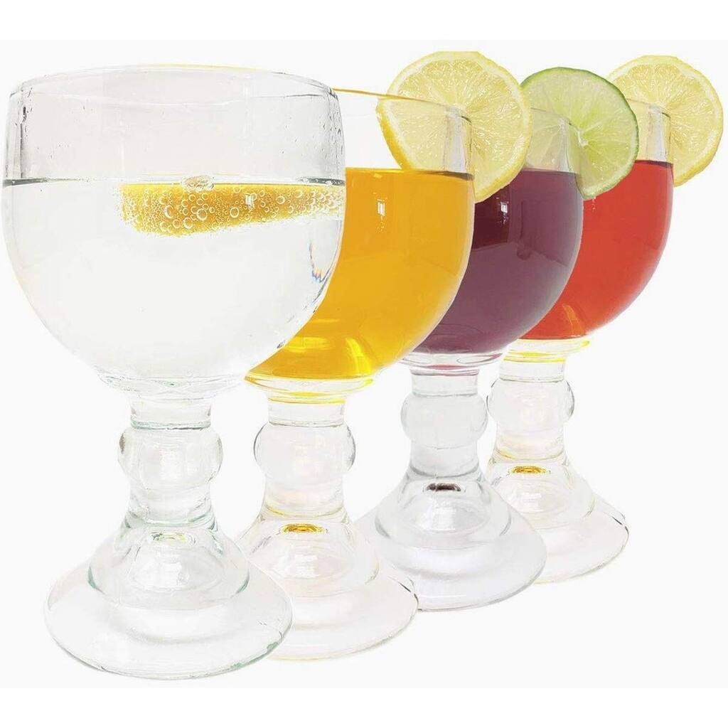 Schooner Style Beer & Shrimp Cocktail Glass 18 Oz - Extra Large Crystal Style Goblets - 4 Pack