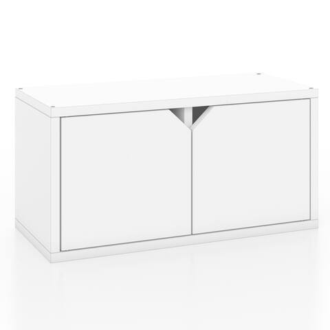 Eco Friendly Stackable Connect Rectangle Bookcase with Door, White LIFETIME GUARANTEE