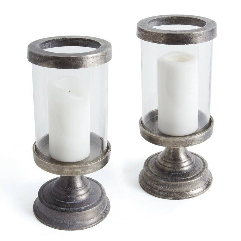 Lovett Pewter Aluminum Hurricane (Set of 2)