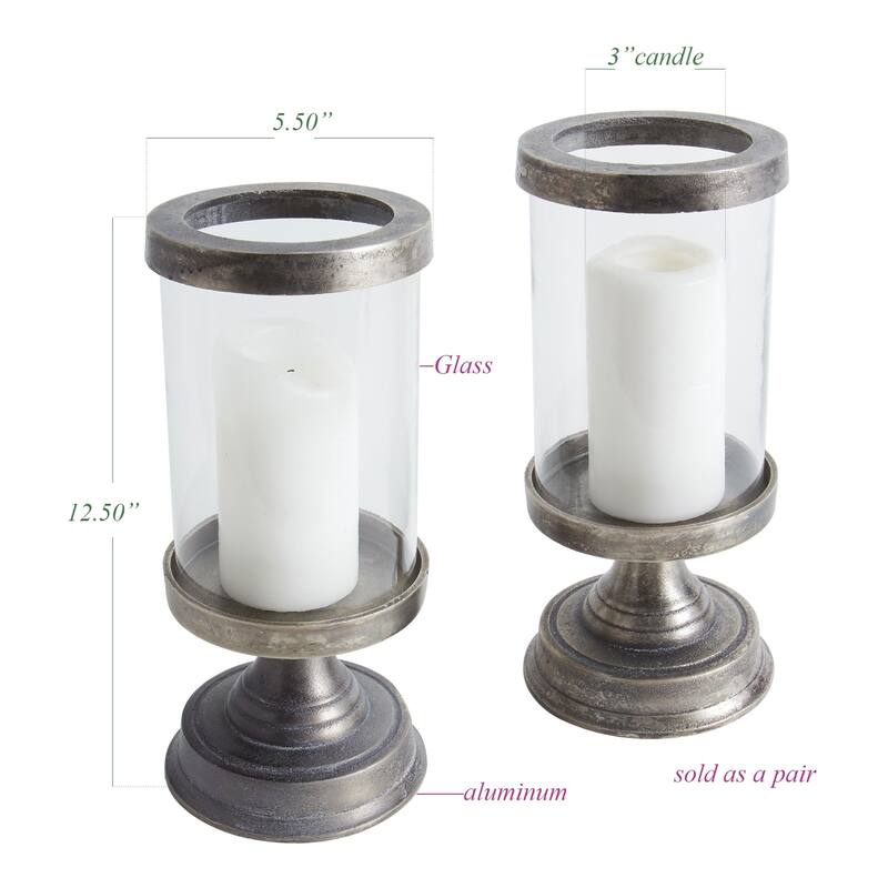 Lovett Pewter Aluminum Hurricane (Set of 2)