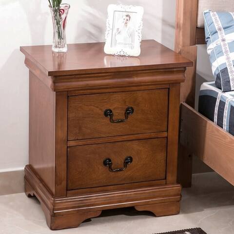 2 Drawers Traditional Rectangular Nightstand