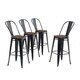 ALPHA HOME 30'' High Back Bar Stools with Wood Seat,Vintage Metal Dining Chairs Stackable Industrial Counter Stool - Thumbnail 0