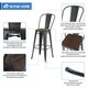 ALPHA HOME 30'' High Back Bar Stools with Wood Seat,Vintage Metal Dining Chairs Stackable Industrial Counter Stool - Thumbnail 14