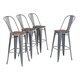 ALPHA HOME 30'' High Back Bar Stools with Wood Seat,Vintage Metal Dining Chairs Stackable Industrial Counter Stool - Thumbnail 7