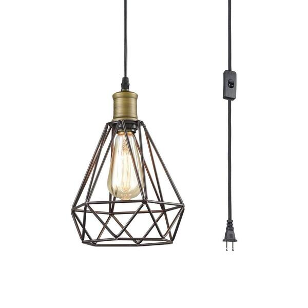 Shop Farmhouse Plug In Pendant Light With On Off Switch Wire Caged