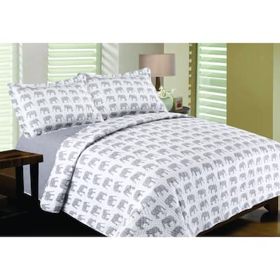 Elephant Print Quilt Set