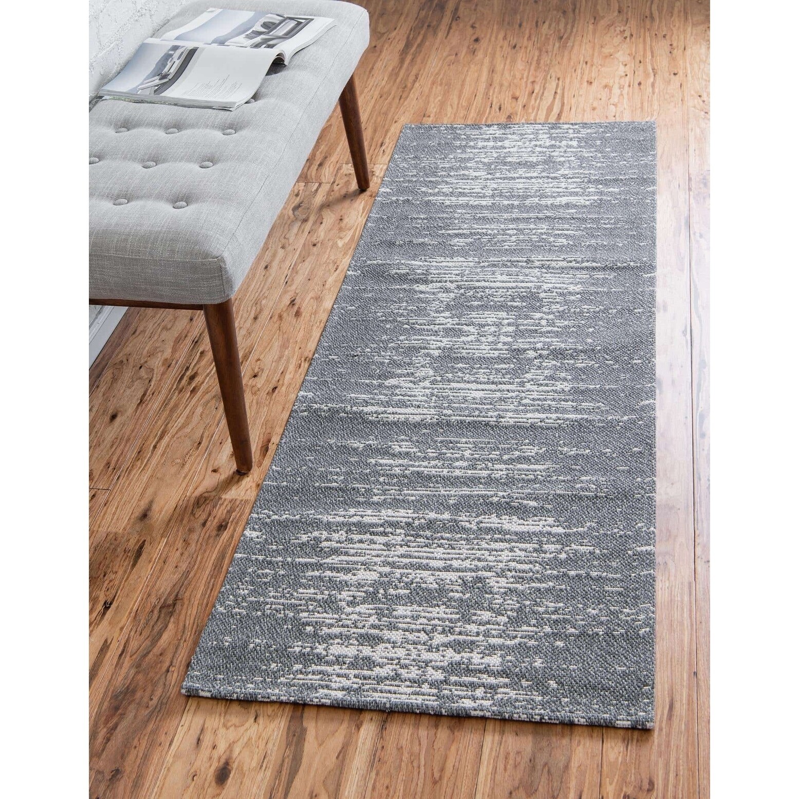 5' 0 x 8' 0 Unique Loom Helios Collection Modern Distressed Striped Gray Area Rug 