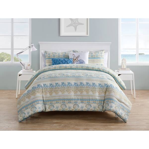 Shop Vcny Home Coastal Horizon Reversible Seashell Comforter Set