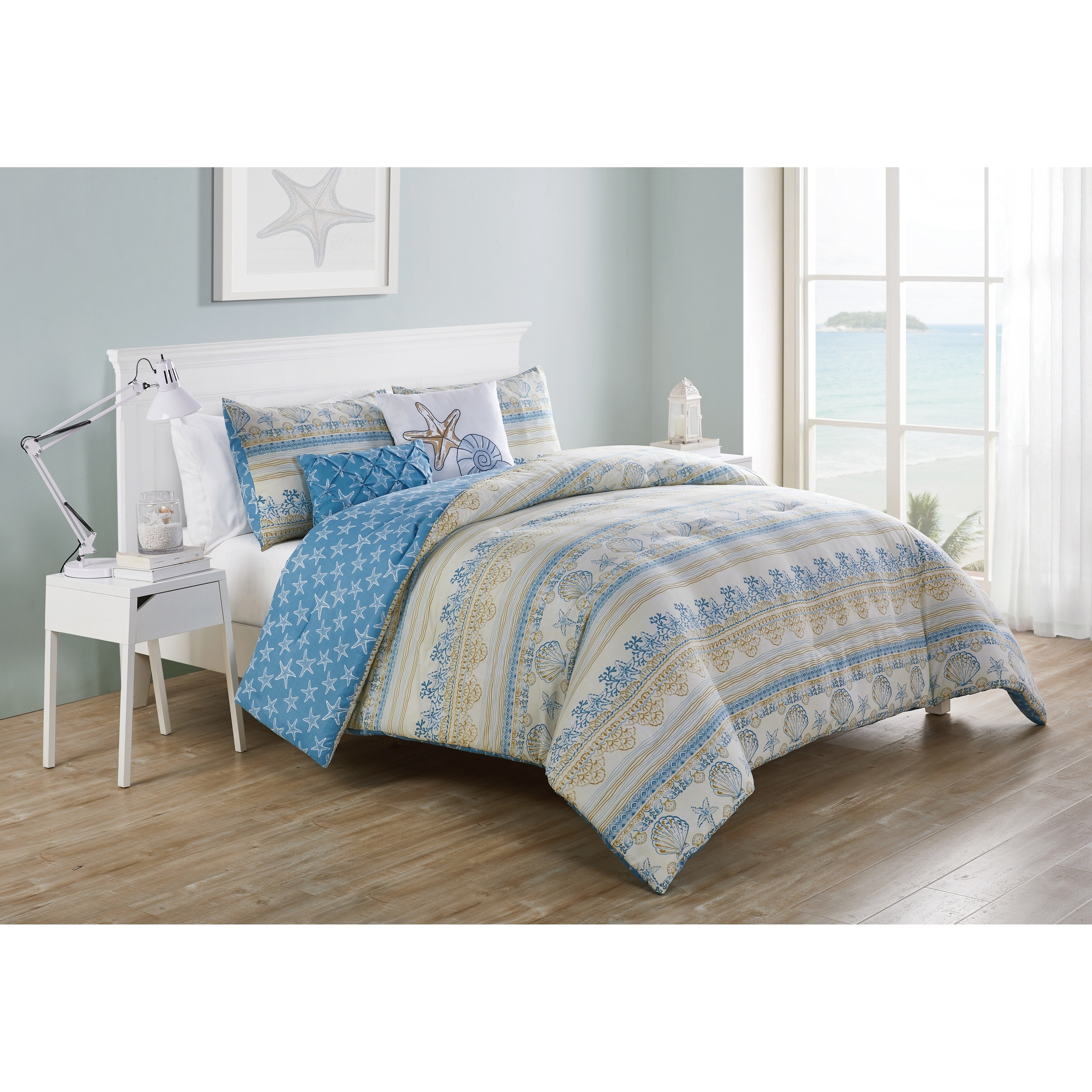 Shop Vcny Home Coastal Horizon Reversible Seashell Comforter Set