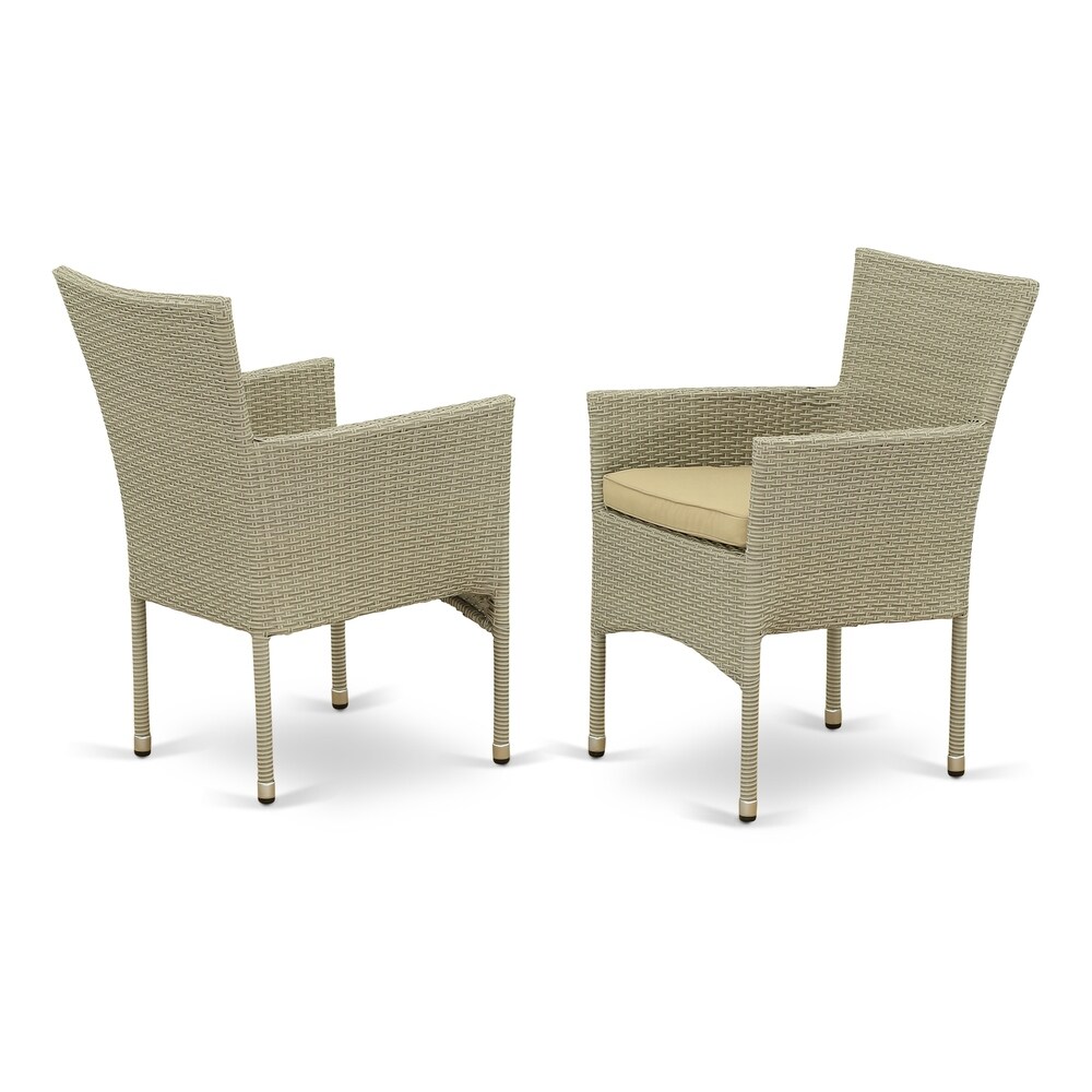 East West Furniture BKLC103A Patio Balcony Dining Arm Chair with Natural Wicker Set of 2