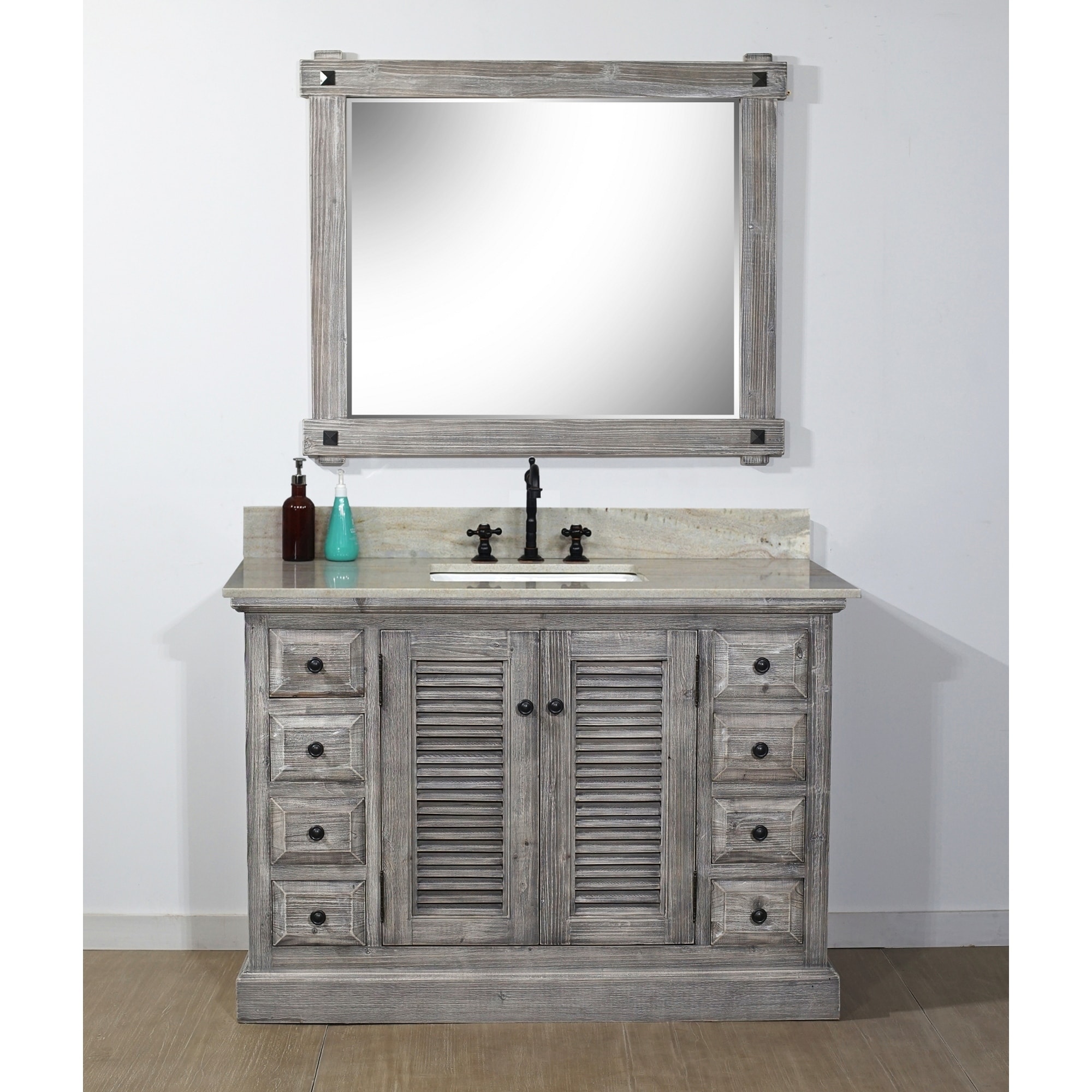 Shop Rustic Style 48 Inch Single Sink Bathroom Vanity With Coastal Sand Marble Top No Faucet Overstock 30574947 Wk1948 Grey Driftwood Shuttered Door