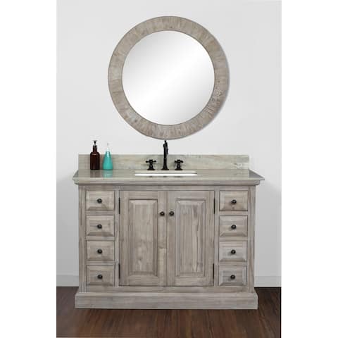 Rustic Style 48 inch Single Sink Bathroom Vanity with Coastal Sand Marble Top-No Faucet