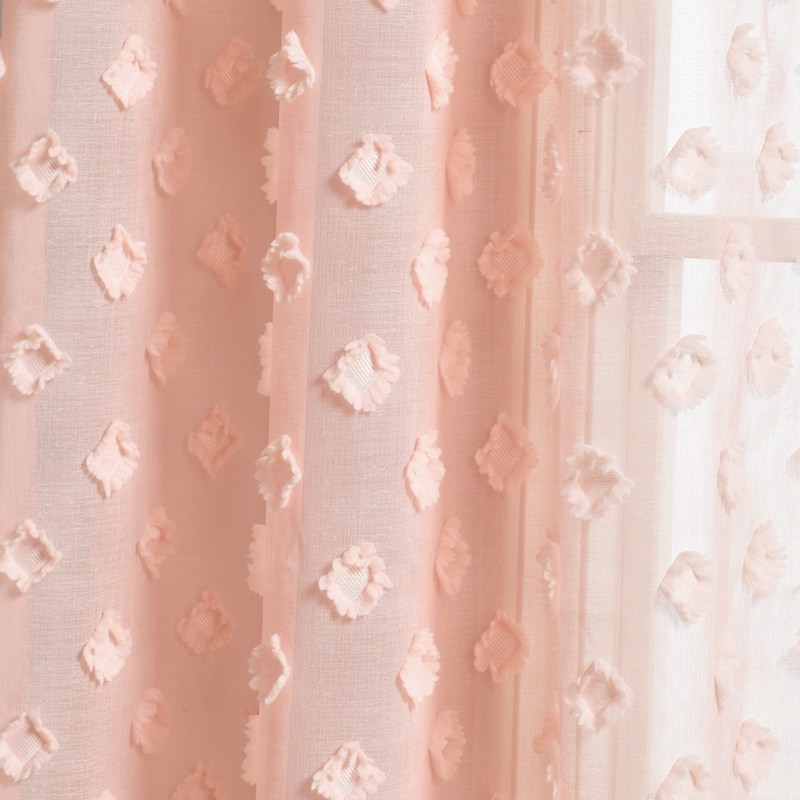 Porch & Den Millcrest Textured Dot Sheer Curtain Panel Pair - 84" x 38"