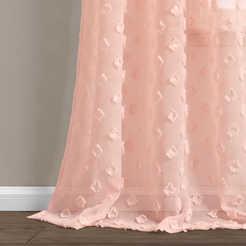 Porch & Den Millcrest Textured Dot Sheer Curtain Panel Pair - 84" x 38"