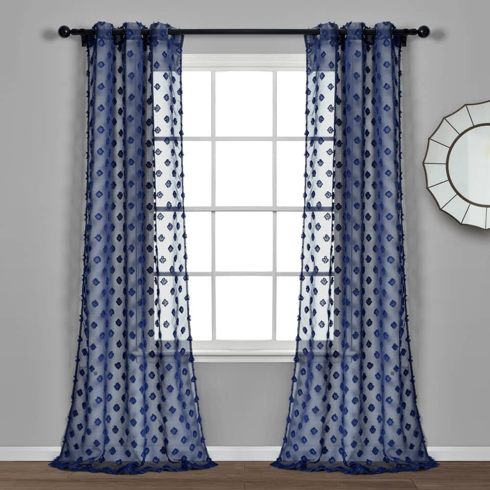 Porch & Den Millcrest Textured Dot Sheer Curtain Panel Pair - 84" x 38"
