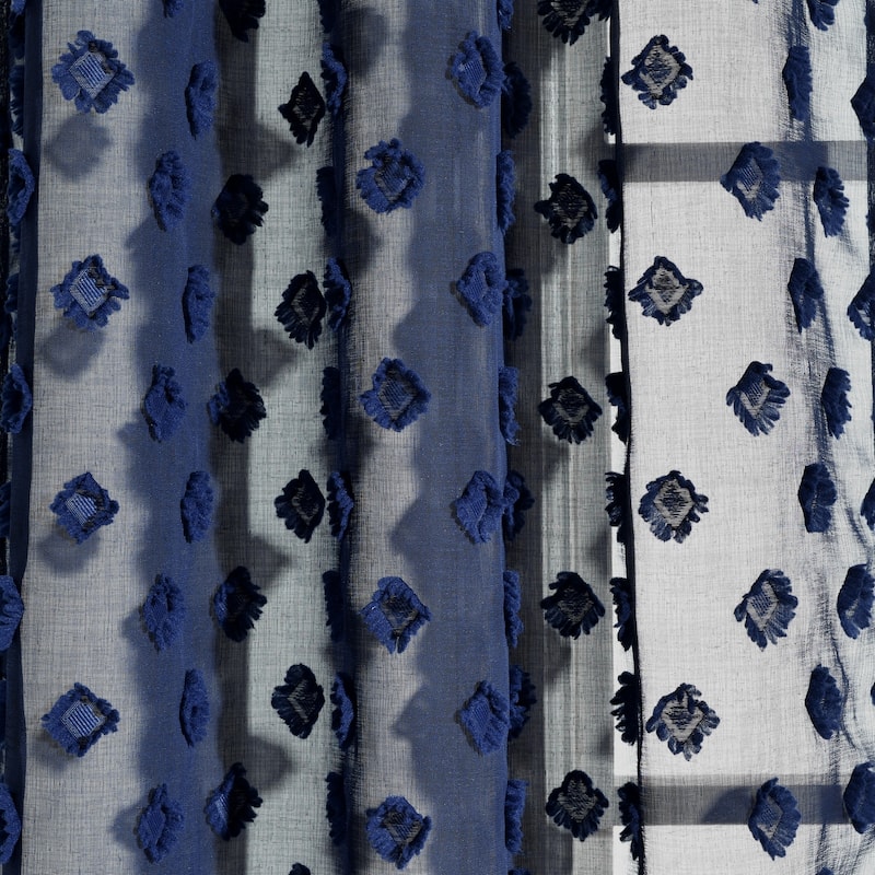 Porch & Den Millcrest Textured Dot Sheer Curtain Panel Pair - 84" x 38"