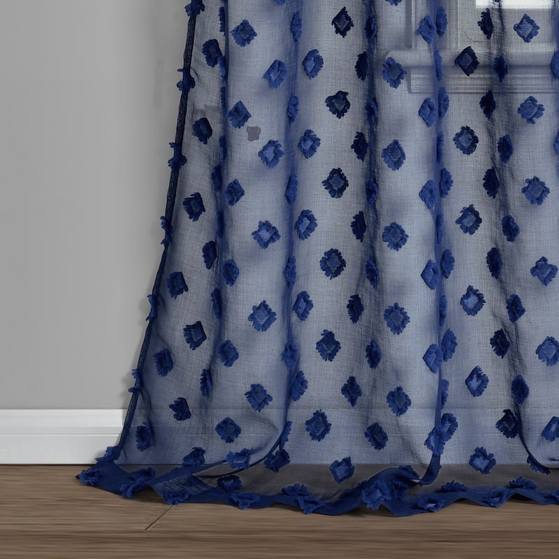Porch & Den Millcrest Textured Dot Sheer Curtain Panel Pair - 84" x 38"