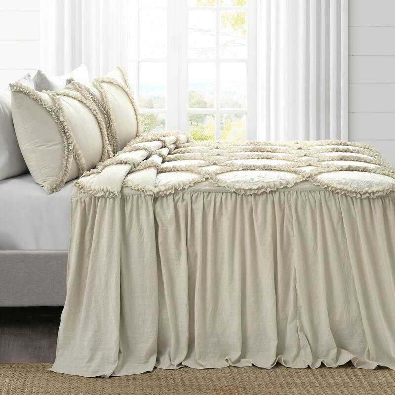The Gray Barn Peony Grove Ruffled Embroidery 3-piece Bedspread Set