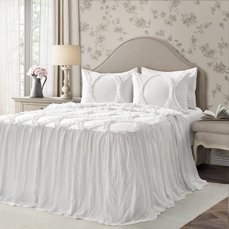 The Gray Barn Peony Grove Ruffled Embroidery 3-piece Bedspread Set