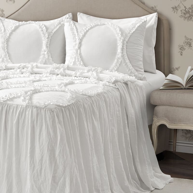 The Gray Barn Peony Grove Ruffled Embroidery 3-piece Bedspread Set