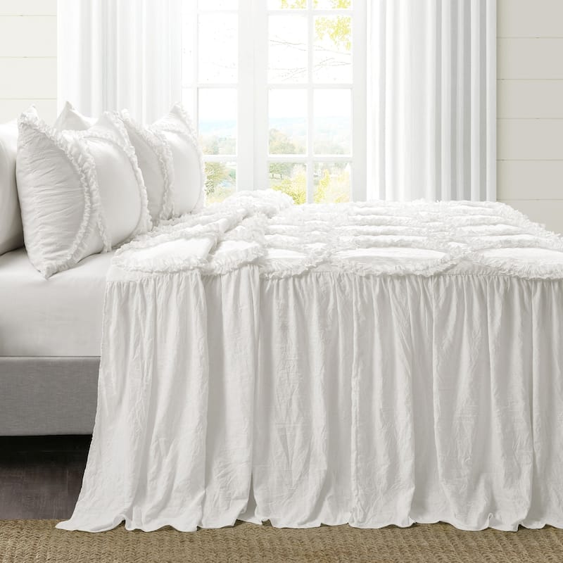 The Gray Barn Peony Grove Ruffled Embroidery 3-piece Bedspread Set