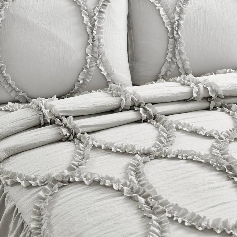 The Gray Barn Peony Grove Ruffled Embroidery 3-piece Bedspread Set