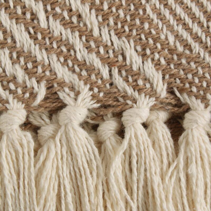 DII Basketweave Woven Throw, 50x60" with 3" Fringe, Stone, 1 Piece