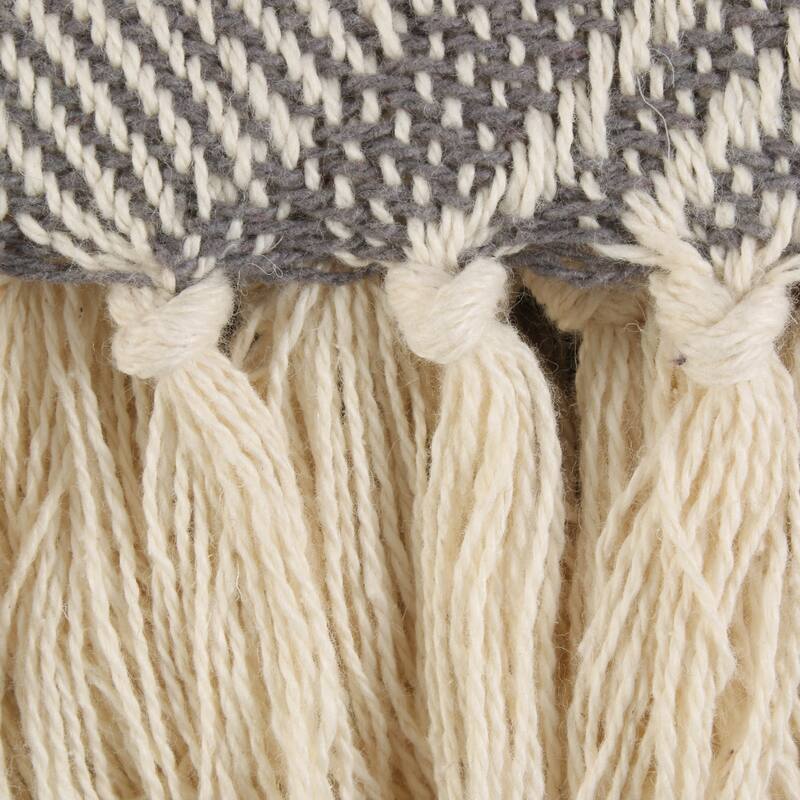 DII Basketweave Woven Throw, 50x60" with 3" Fringe, Stone, 1 Piece