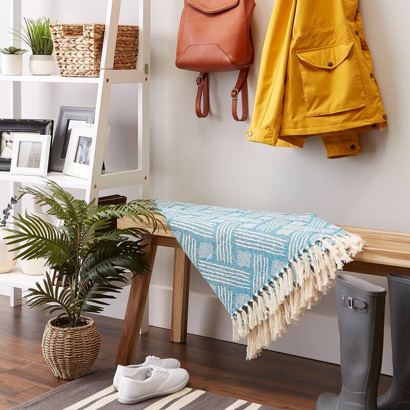 DII Basketweave Woven Throw, 50x60" with 3" Fringe, Stone, 1 Piece