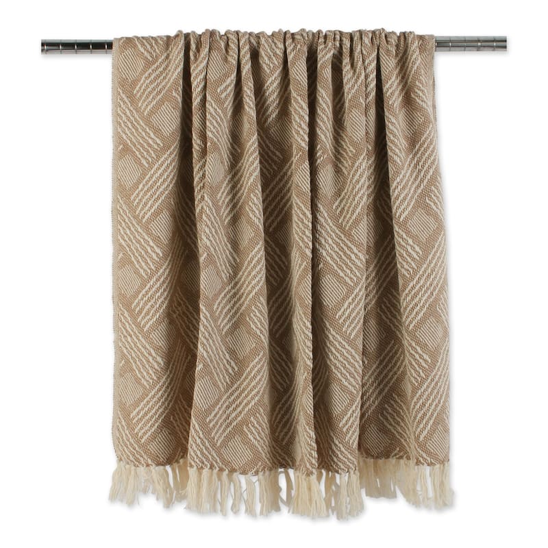 DII Basketweave Woven Throw, 50x60" with 3" Fringe, Stone, 1 Piece