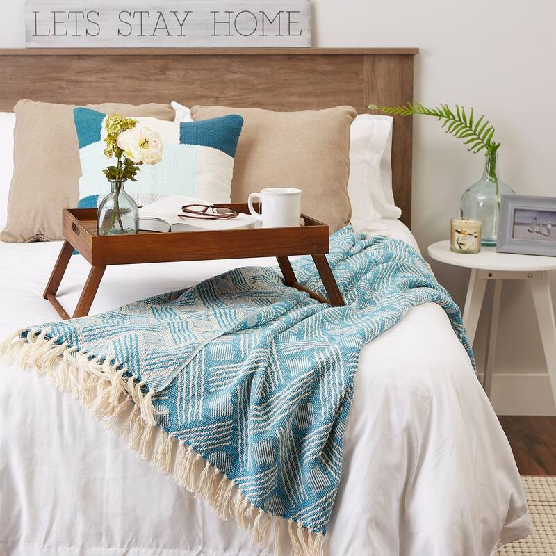 DII Basketweave Woven Throw, 50x60" with 3" Fringe, Stone, 1 Piece