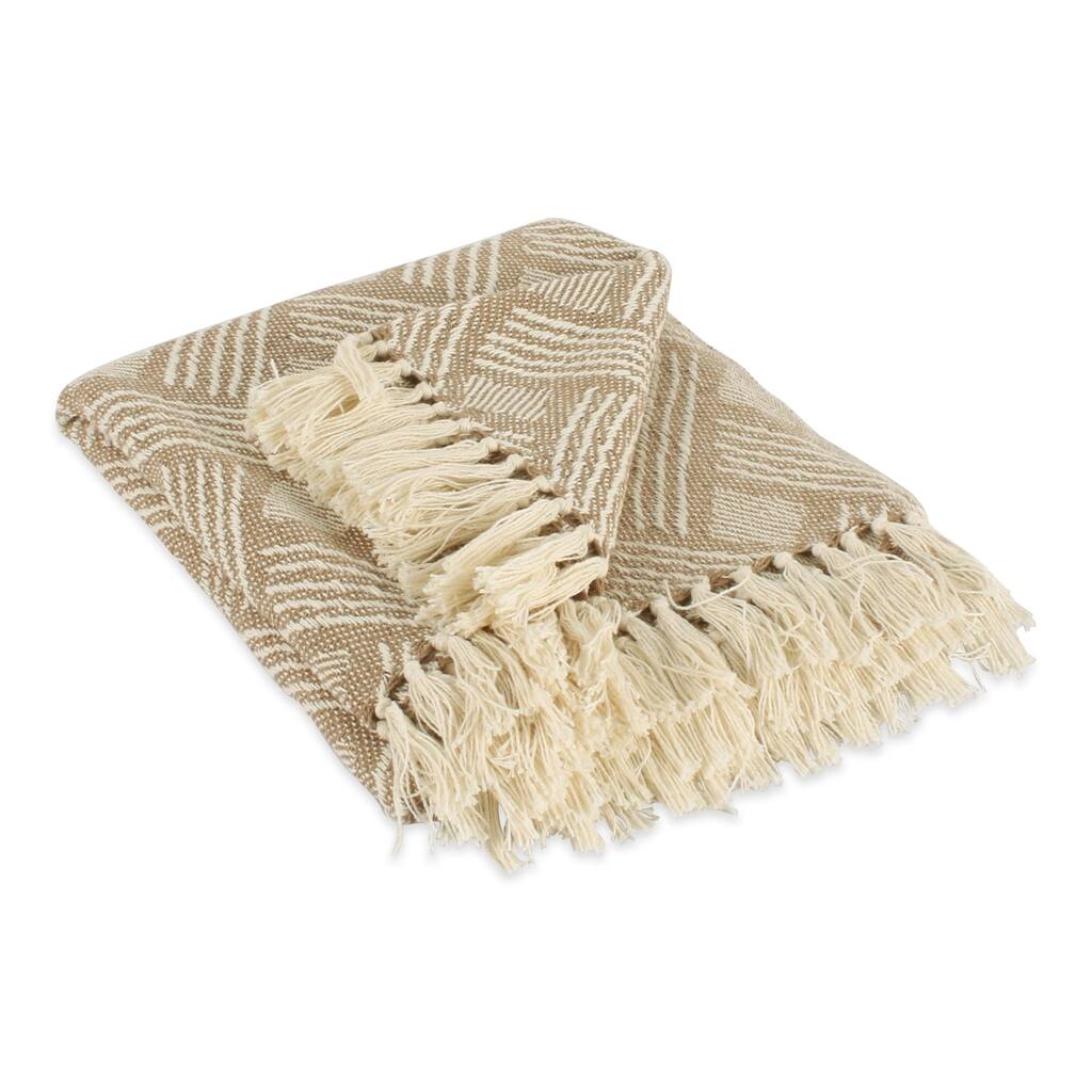 DII Basketweave Woven Throw, 50x60" with 3" Fringe, Stone, 1 Piece