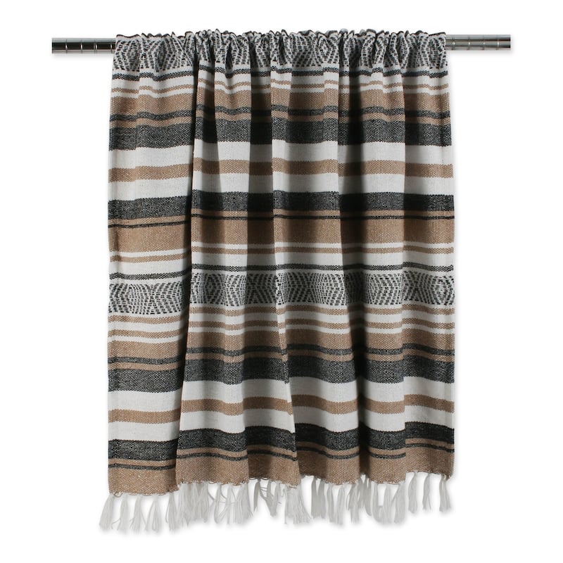 DII Farmhouse Woven Throw, 50x60" with 3" Fringe, Black, 1 Piece
