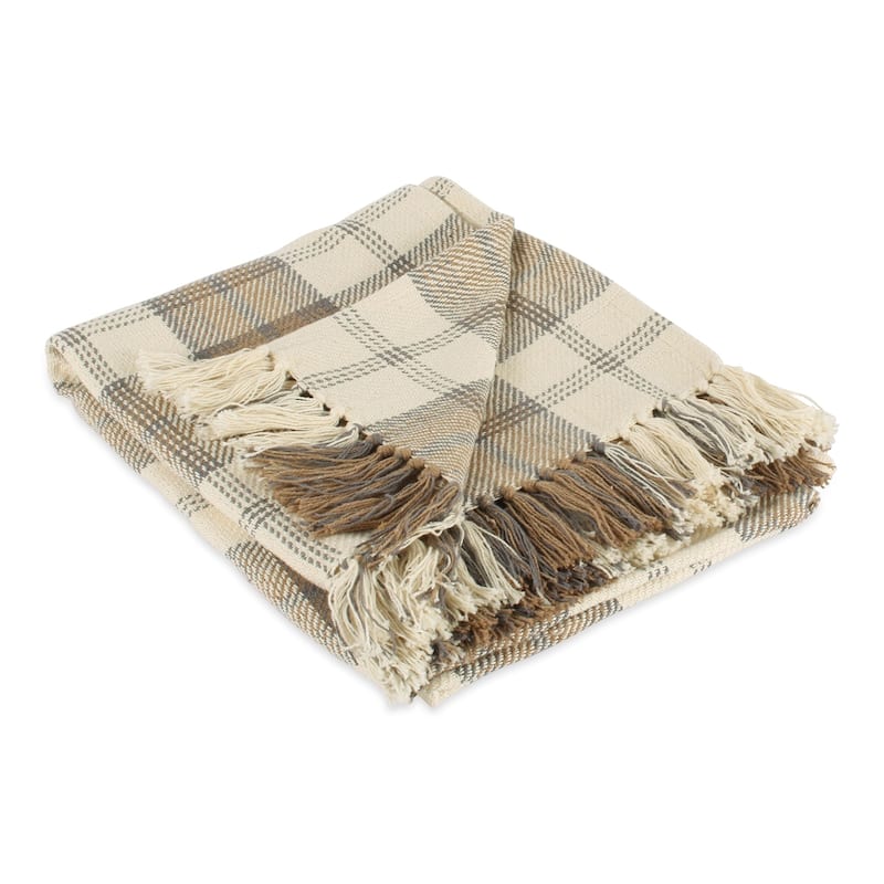 DII Farmhouse Woven Throw, 50x60" with 3" Fringe, Black, 1 Piece - Stone Plaid