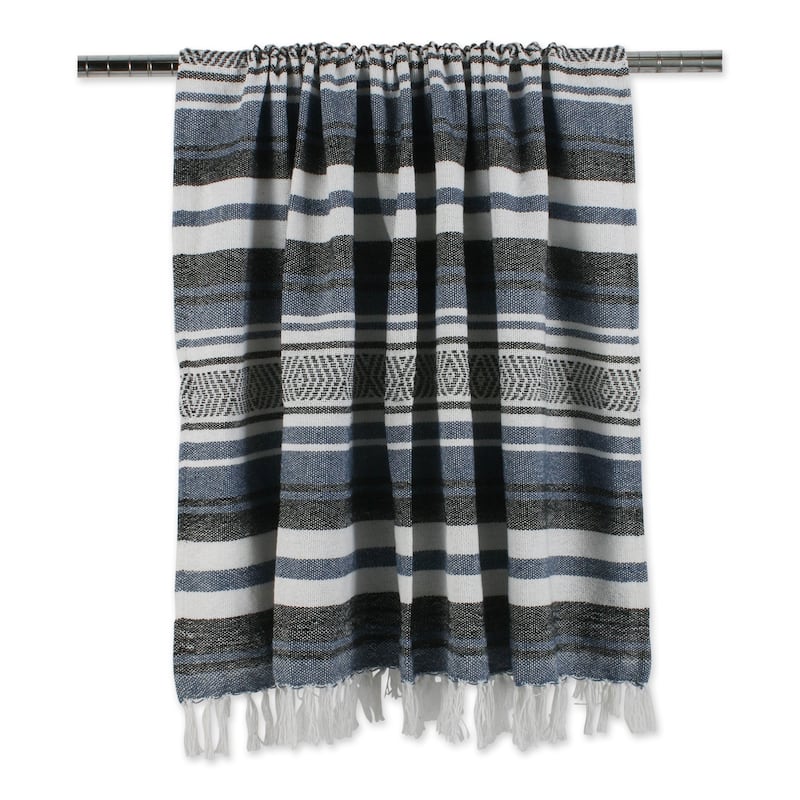 DII Farmhouse Woven Throw, 50x60" with 3" Fringe, Black, 1 Piece
