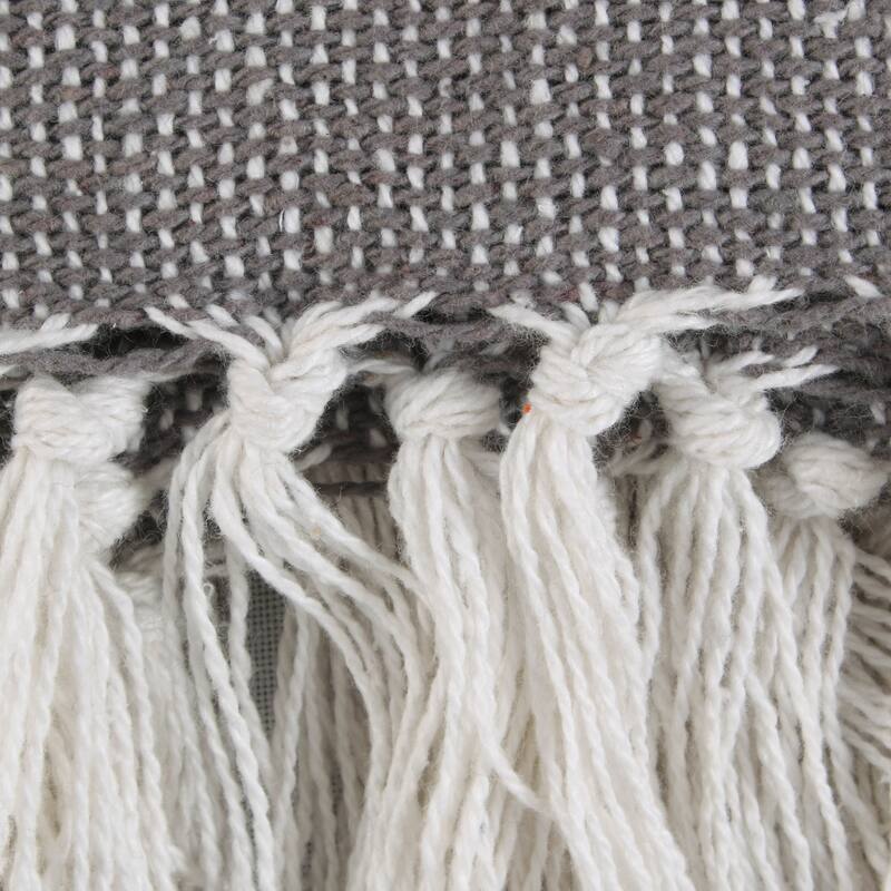 DII Farmhouse Woven Throw, 50x60" with 3" Fringe, Black, 1 Piece