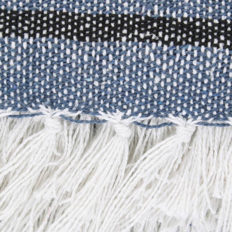 DII Farmhouse Woven Throw, 50x60" with 3" Fringe, Black, 1 Piece