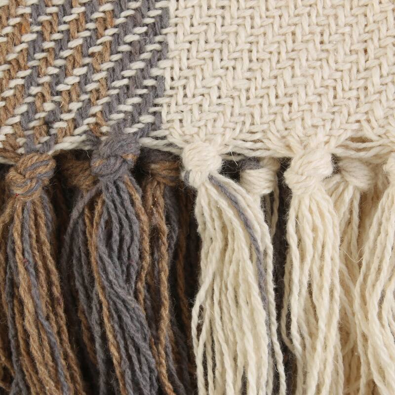 DII Farmhouse Woven Throw, 50x60" with 3" Fringe, Black, 1 Piece