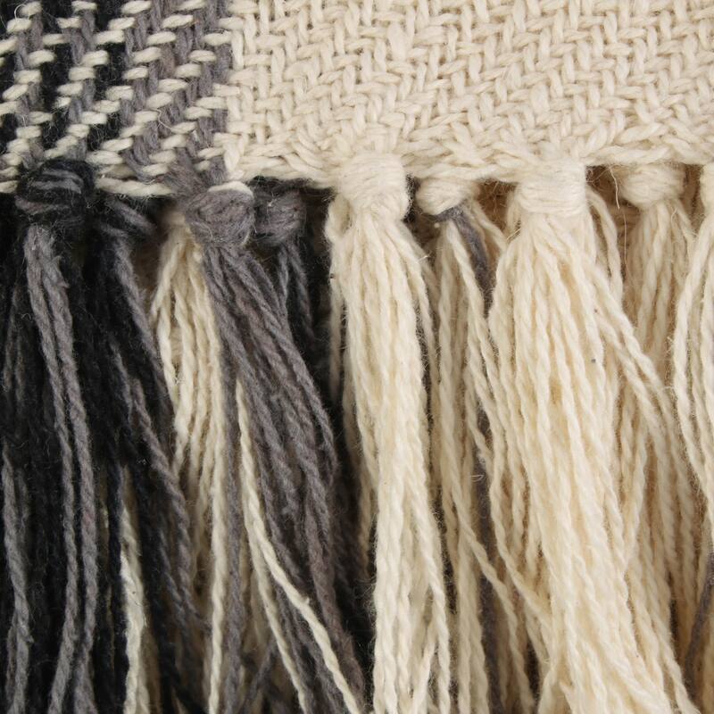 DII Farmhouse Woven Throw, 50x60" with 3" Fringe, Black, 1 Piece