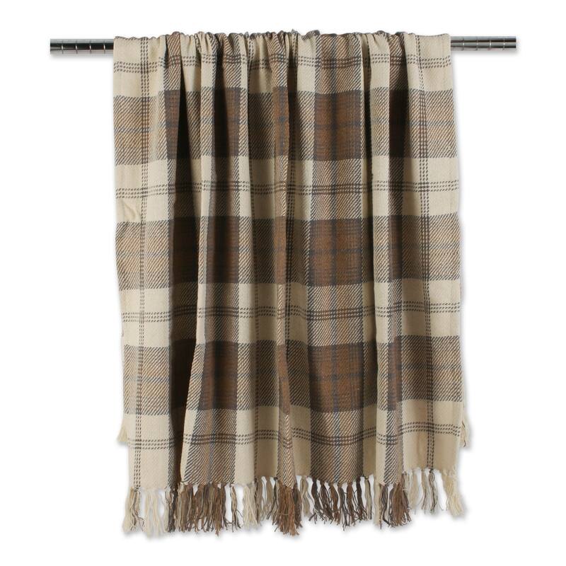 DII Farmhouse Woven Throw, 50x60" with 3" Fringe, Black, 1 Piece