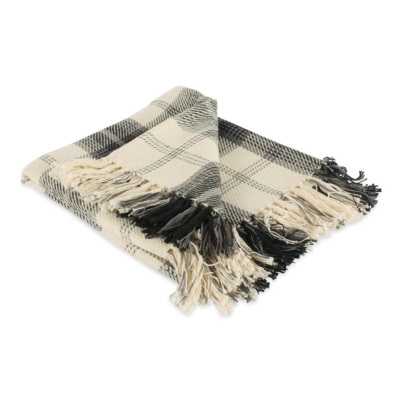 DII Farmhouse Woven Throw, 50x60" with 3" Fringe, Black, 1 Piece