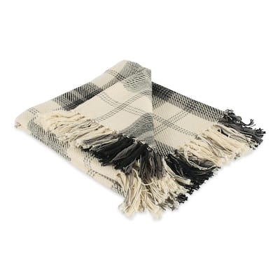 DII Farmhouse Woven Throw, 50x60" with 3" Fringe, Black, 1 Piece
