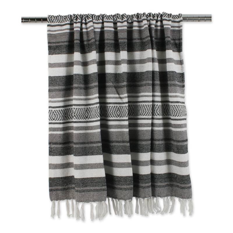 DII Farmhouse Woven Throw, 50x60" with 3" Fringe, Black, 1 Piece