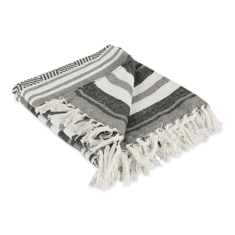 DII Farmhouse Woven Throw, 50x60" with 3" Fringe, Black, 1 Piece - Black Stripe