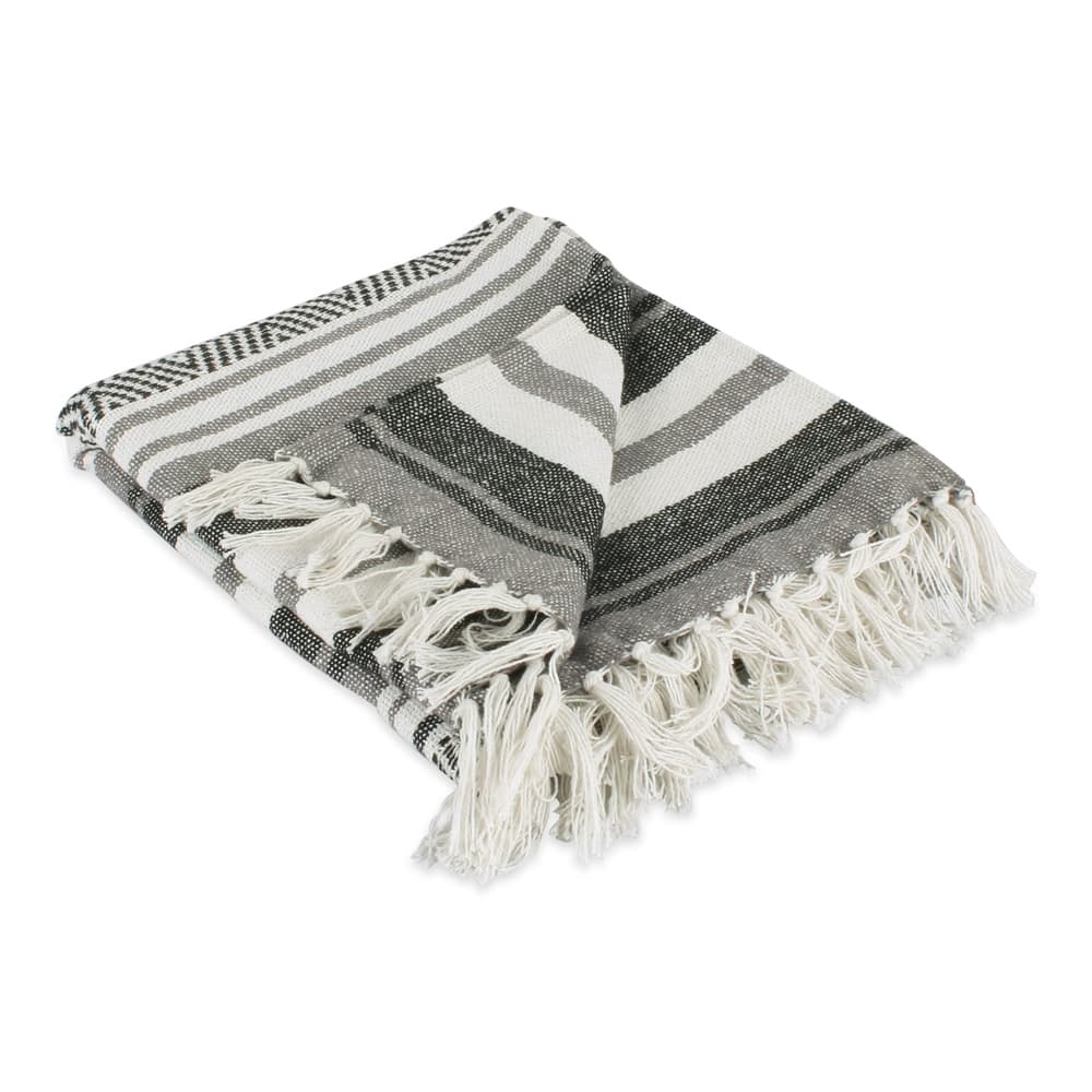 DII Farmhouse Woven Throw, 50x60" with 3" Fringe, Black, 1 Piece